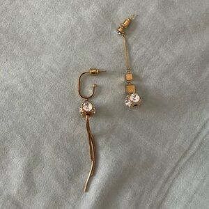 Asymmetrical Gold Dangle Earrings